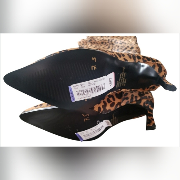 SM Western 7.5 Leopard Print Retro Chic Knee-High Kitten Heel Pull On Boots New - Picture 4 of 4